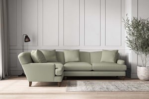 nkuku Deni Large Left Hand Corner Sofa | Make To Order | Recycled Cotton Seaspray | No Colour