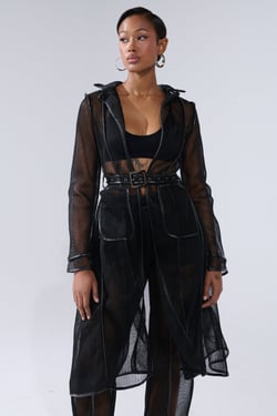AKIRA One To Watch Mesh Trench Coat | Black | Size 1X
