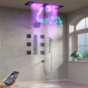 35" Wall-Mounted Intelligent Thermostatic Bluetooth Shower System with Multi-nozzle