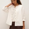 100% Linen Button-Front Drop Shoulder Shirt EASTER - Optic White / M