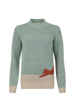 Weird Fish Whiskers Intarsia Knitted Jumper  Sea Mist Size 10