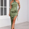 Skylark Satin Maxi Dress Olive