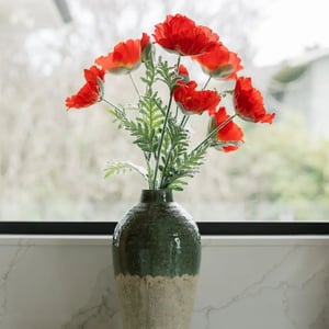 31" Artificial Watermelon Poppy Stems