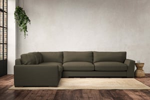 nkuku Guddu Left Hand Corner Sofa | Make To Order | Grand | Recycled Cotton Moss