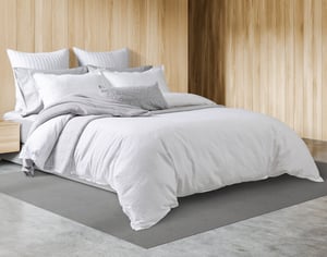 QE Home Corvo Duvet Cover, Cotton, Geometric, White, King