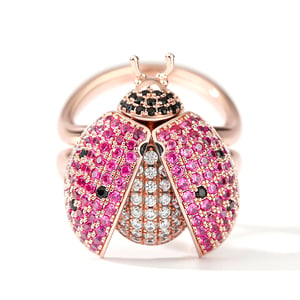 Jeulia "Flying Ladybug" Movable Sterling Silver Ring