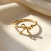 Bow Tie Bowknot Thin Gold Plated Stacking Ring - 8
