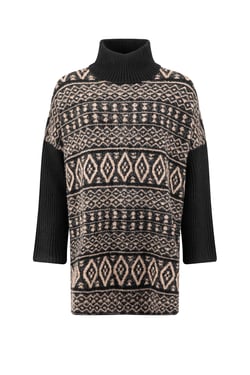 Weird Fish Fifi Knitted Roll Neck Tunic Jumper Black Size 8
