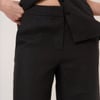 Black Linen-Blend Cropped Trousers