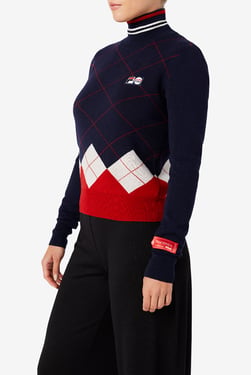 110 Cashmere Arygle Mock Turtle Neck Sweater - XL