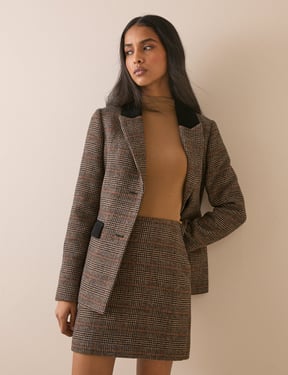 Brown Heritage Check Pelmet Mini Skirt