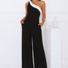 Power Pose One Shoulder Jumpsuit Black