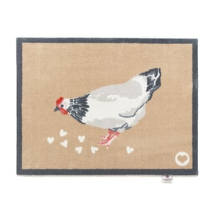 Chicken 1 Beige Washable Doormat - 65x85cm