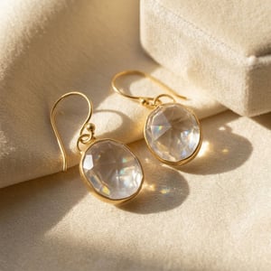 18ct Gold Plated White Topaz Wire Drop Earrings