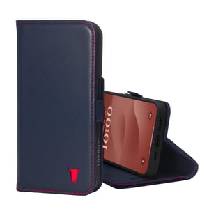 iPhone 15 Leather Wallet Case (with Stand Function) - Navy Blue