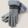 Wool Blend Color-Block Touchscreen Gloves - Gray / One Size