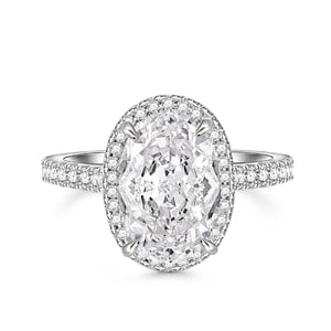 Jeulia Classic Halo Oval Engagement Ring Silver
