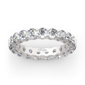 Jeulia Round Cut Eternity Sterling Silver Women's Band