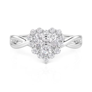 Jeulia Twist Cluster Heart Promise Ring Sterling Silver
