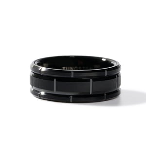 Jeulia Black Tire Design Tungsten Steel Men's Band