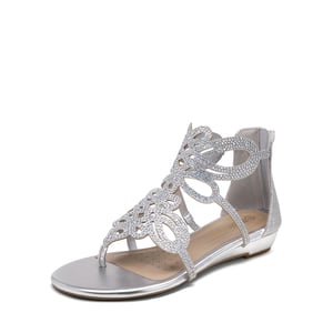 DREAM PAIRS Gladiator Rhinestones Flat Sandals
