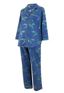 Womens Under-Bump Maternity Cotton Pyjamas Navy Hummingbird - 3XL / 22-24 / Navy