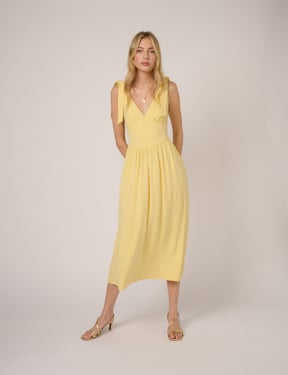 Butter Yellow Jersey Addison Midi Dress