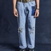 Distressed Knee Shibori-style Jeans