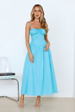 Whimsical Woods Maxi Dress Aqua