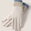 Wool Blend Color-Block Touchscreen Gloves - Ivory / One Size