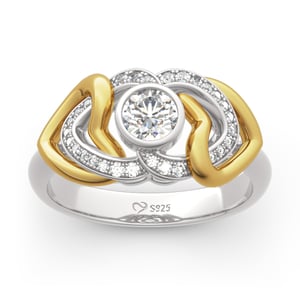Jeulia "Unstoppable Love" Twist Heart Round Cut Sterling Silver Ring
