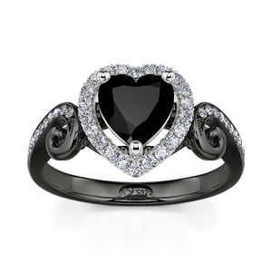 Jeulia "Love in the Moonlight" Black Heart Cut Sterling Silver Ring