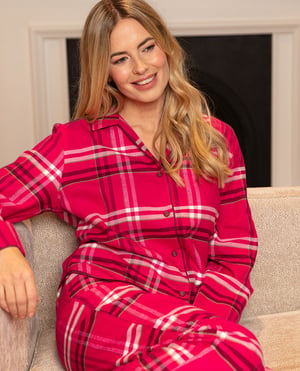 Isabella Womens Brushed Check Pyjama Set - 28