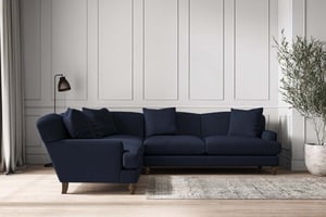 nkuku Deni Left Hand Corner Sofa | Make To Order | Super Grand | Brera Linen Indigo