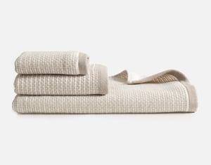 QE Home 3 in Piece Cotton Towel Set in Grey Stripe, Geometric
