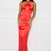 Diamond Elegance Satin Maxi Dress Red