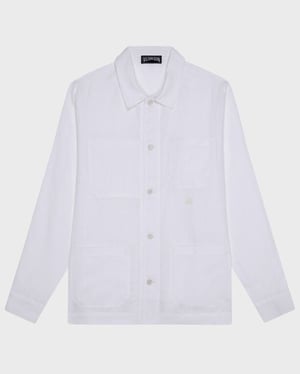 Vilebrequin - Men Linen Solid Overshirt - Jacket - Corentin - White - Size XXL