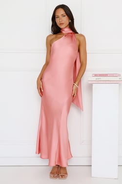 Kissed By Moonlight Satin Maxi Dress Pink