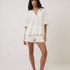Cream Linen-Blend Blouse