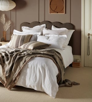 White Linen Blend Duvet Cover - Super King