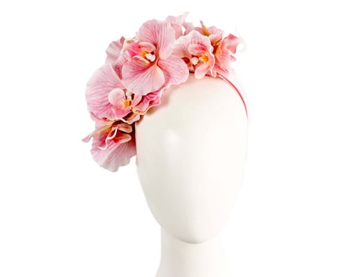 Bespoke pink orchid flower headband by Fillies Collection