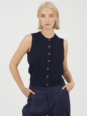 Brave Soul Sleeveless Knit Waistcoat - Navy - S