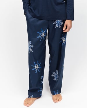 Frosty Mens Snowflake Print Pyjama Bottoms - XL