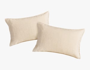 QE Home Signature Vintage Washed European Linen Pillowcases in Natural (Set of 2), Beige, King