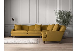 nkuku Deni Corner Sofa | Make To Order | Grand | Recycled Cotton Ochre