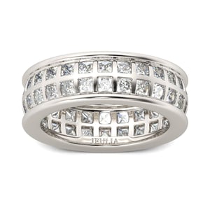 Jeulia Bezel Set Princess Cut Sterling Silver Men's Band