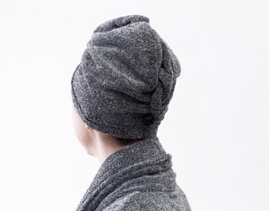 QE Home Charcoal Infused Cotton Hair Wrap, Grey