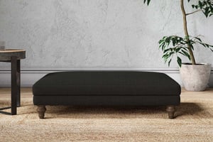 nkuku Marri Large Dining Footstool | Make To Order | Brera Linen Charcoal | No Colour