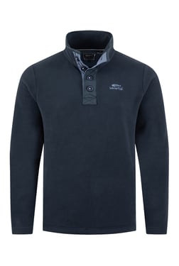 Weird Fish Roald Button Funnel Neck Microfleece Navy Size XL