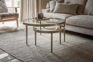 nkuku Jiya Iron & Glass Nested Coffee Tables Set Of 2 | Tables | Brass